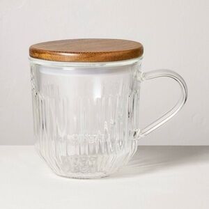15oz Fluted Glass Tea Infuser Mug Clear w/ Wood Lid - Hearth & Hand Magnolia